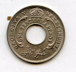 British West Africa 1936  1/10 Penny Coin