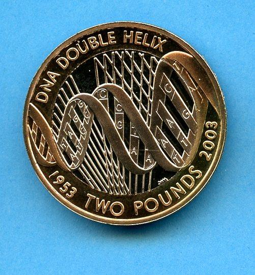 UK 2003 D.N.A. Double Helix  Proof £2 Coin