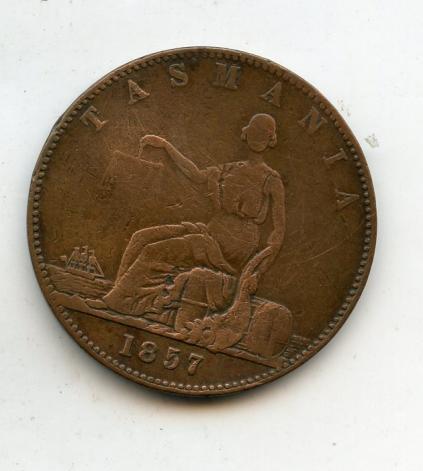 Australia  1857 1 Penny Tasmania Token