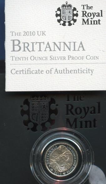 2010 UK Silver Proof Britannia 20 Pence Coin
