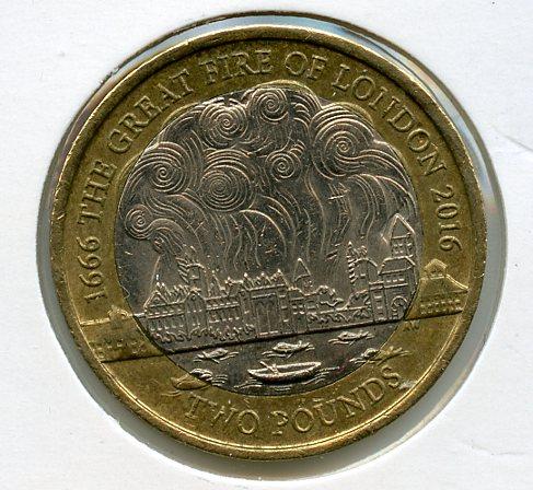 UK  Great Fire of London £2 Coin Dated 2016