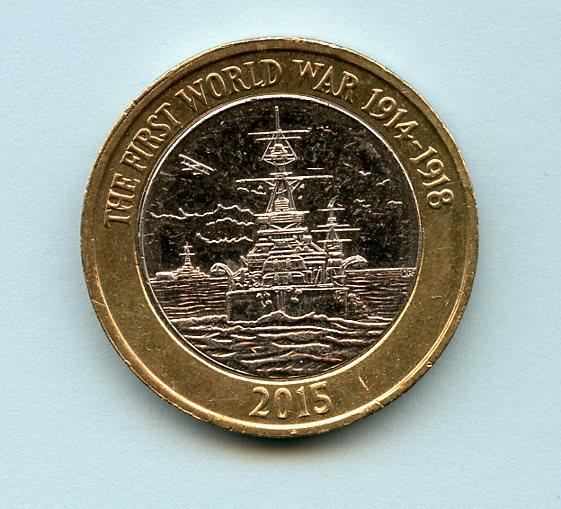 UK  First World War Royal Navy £2 Coin Dated 2015