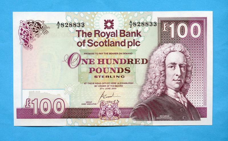 Royal Bank of Scotland  £100 One Hundred Pounds Banknote Dated  27th June 2000