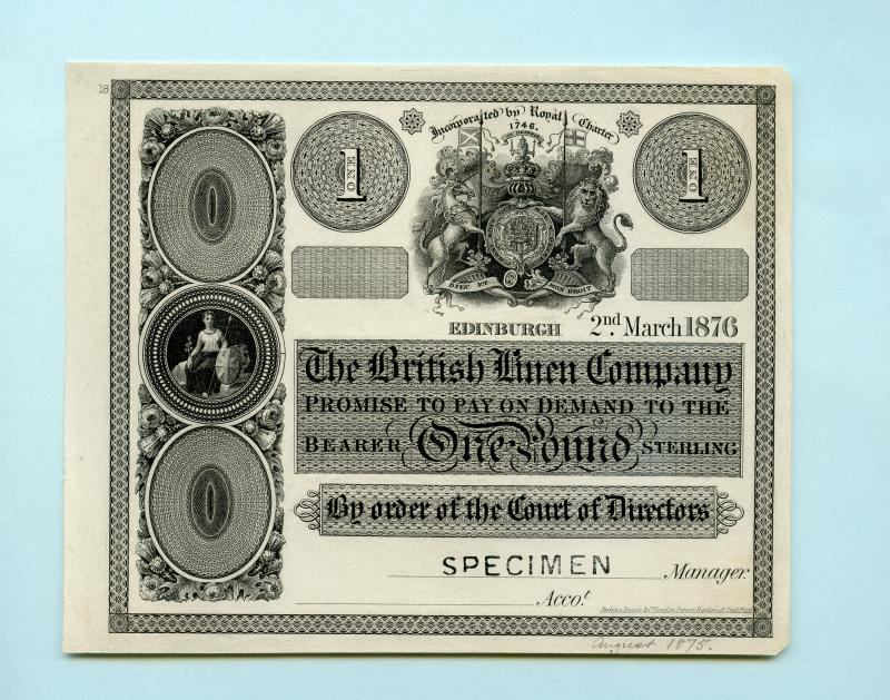 Scotland,  THE BRITISH LINEN COMPANY,  One Pound Note 2nd March 1876