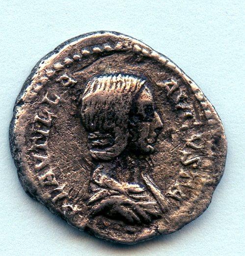 ROMAN EMPRESS PLAUTILLA (died AD 212 ) silver denarius coin