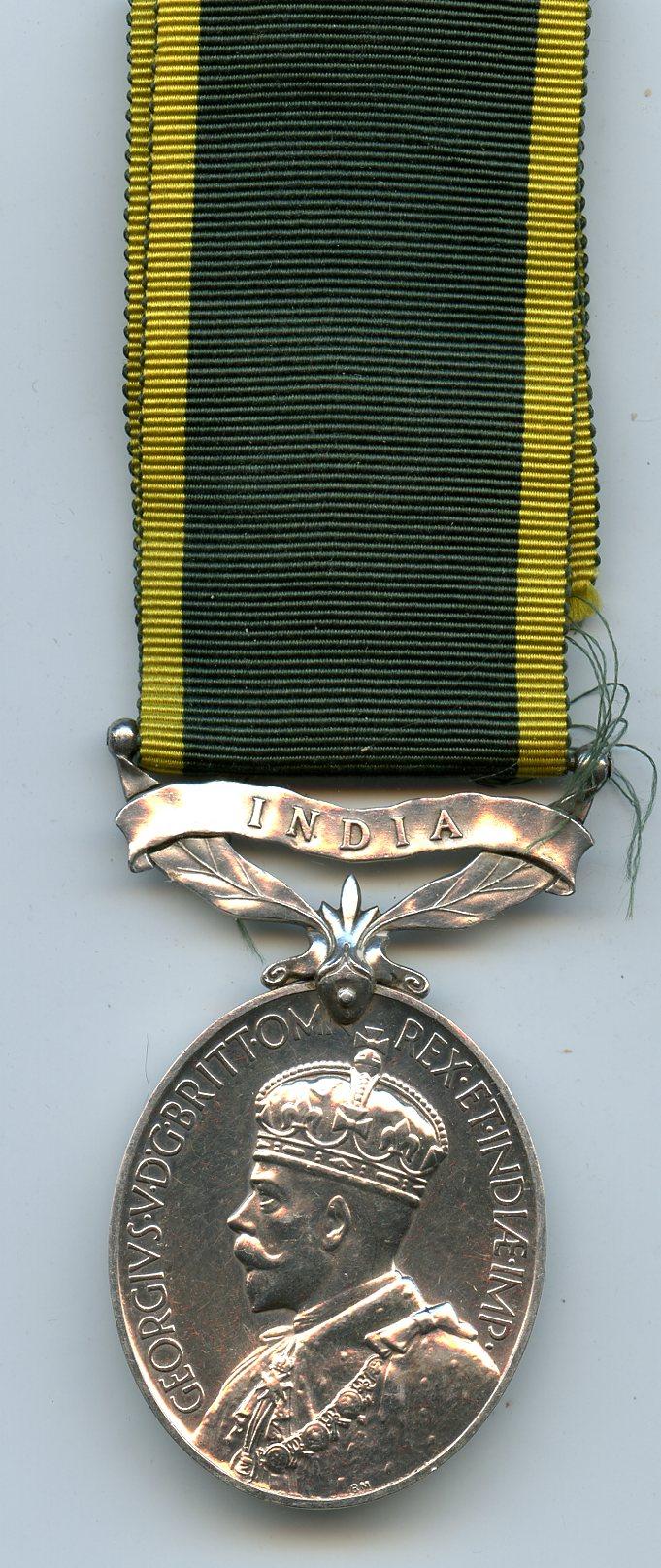 Territorial Efficiency Medal :  Bar : India To Pte M Paul, E. I. Railway Regiment Aux Forces India