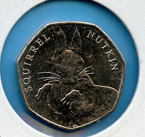 UK  Beatrix Potter Squirrel Nutkin Decimal 50 Pence Coin  Dated 2016