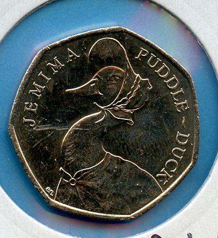 UK  Beatrix Potter Jemima Puddle Duck Decimal 50 Pence Coin  Dated 2016