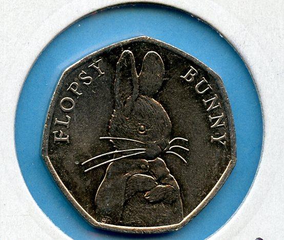 UK  Beatrix Potter Flopsy Bunny  Decimal 50 Pence Coin