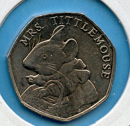 UK  Beatrix Potter Mrs Tittlemouse Decimal 50 Pence Coin  Dated 2018