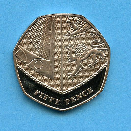 UK  2008 Shield Obverse Decimal  Proof 50 Pence Coin  Dated 2008