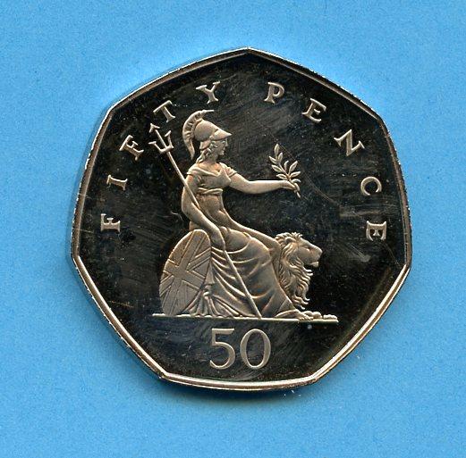 UK  Britannia Obverse Decimal 50 Pence Coin  Dated 2008