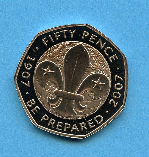 UK 2007 Boy Scouts  Proof Decimal 50 Pence Coin