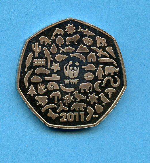 UK 2011  WWF World Wildlife Fund  Proof 50 Pence Coin