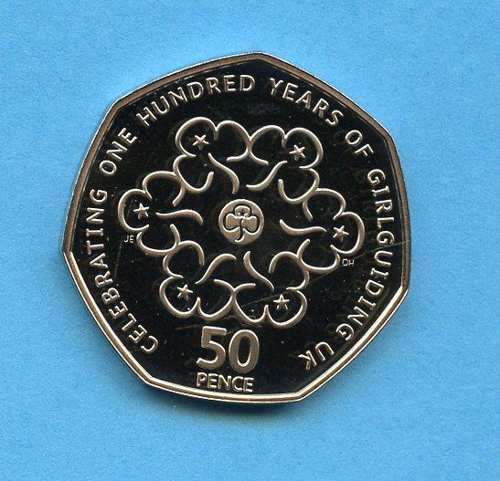 UK 2010 Girl Guiding  Proof Decimal 50 Pence Coin