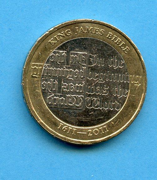 UK 2011 King James Bible £2 Coin