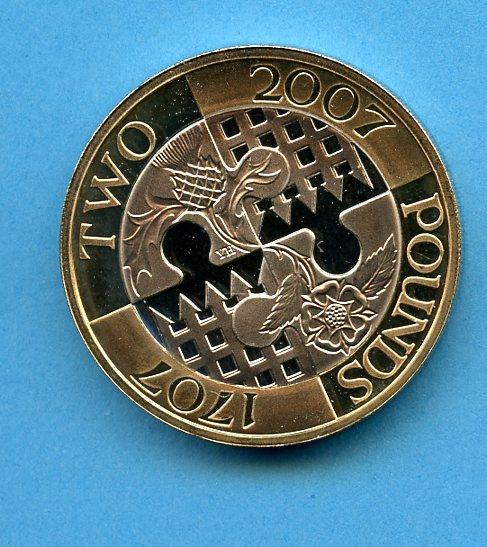 UK 2007 Tercentenary  Proof £2 Coin