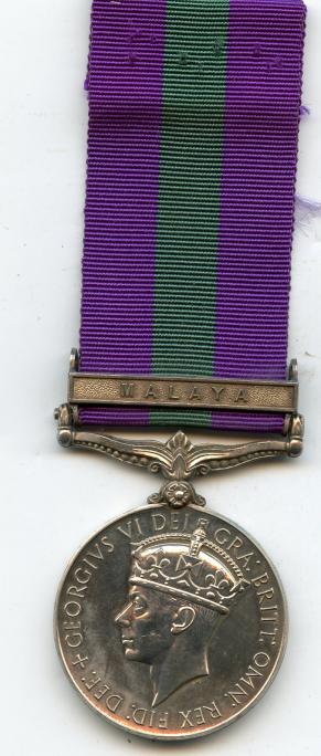 GSM MEDAL 1918-62 Bar Malaya Rfn D Woodward Cameronians