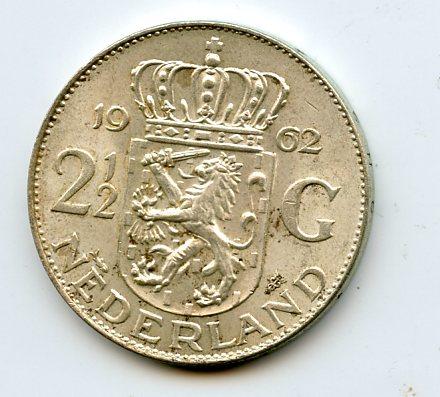 Netherlands 2 1/2 Gulden Coin 1962