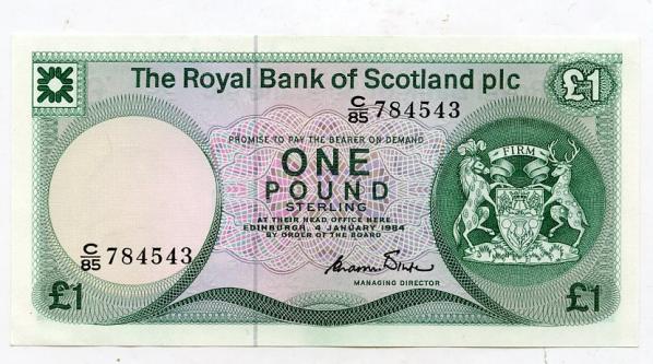 Royal Bank of Scotland £1 One Pound Note .Dated 4th January 1984.