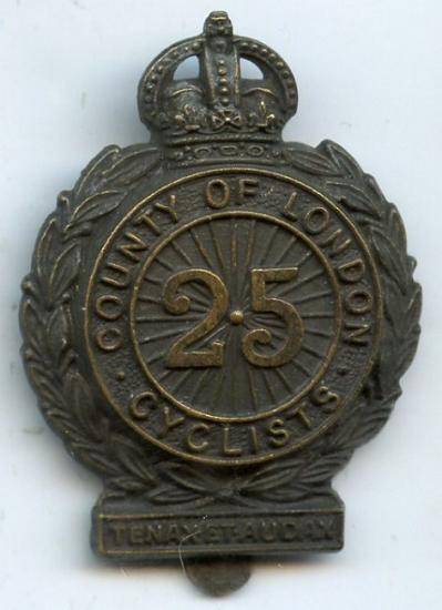 25th County Of London Cyclist Battalion Cap Badge
