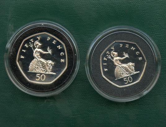 UK 1997 Silver Proof  Royal Mint 50 Pence Coin Set