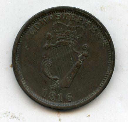 Ireland 1813 Edward Stephen's Copper Penny Token