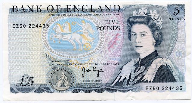 Bank of England £5 Five Pound Note 1973