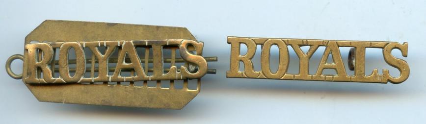 Pair of 1st The Royal Dragoons Shoulder Title Badges