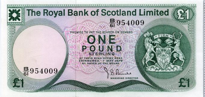Royal Bank of Scotland £1 One Pound Note .Dated 1st May 1979