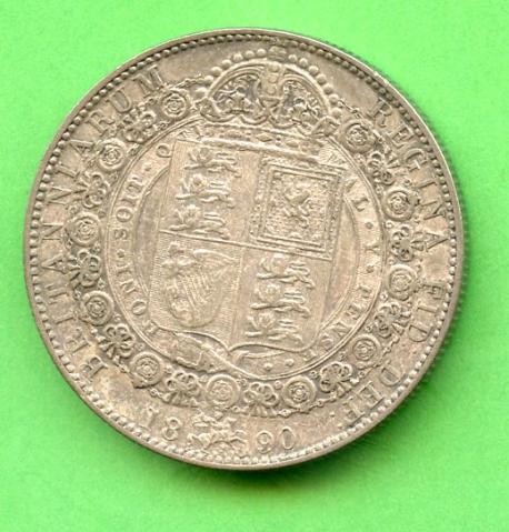 U.K.1890 Victorian Half Crown Coin