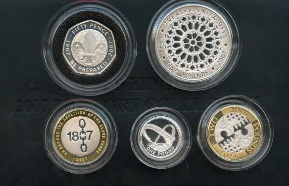 2007 Silver Proof Piedfort 5 Coin Set