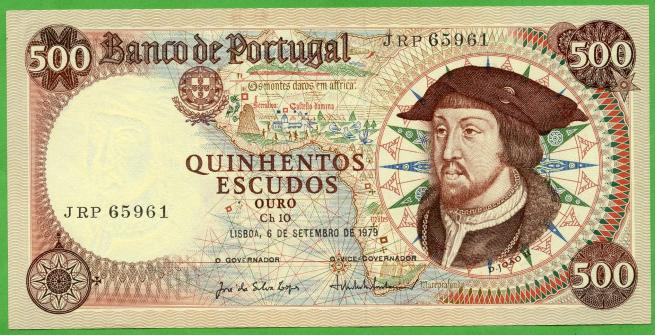 Portugal 500 Escudos Banknote 1979
