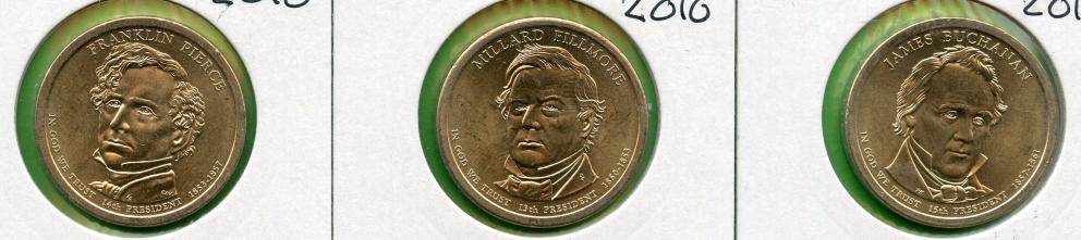 3 U.S.A Uncirculated Presidential 2010 Dollar Coins