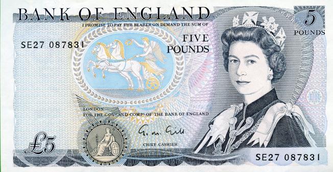 Bank of England £5 Five Pounds Note Date March 1988