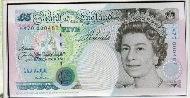 Bank of England £5 Five Pound Note 1996 Queen's 70th Birthday Crown and Note Set