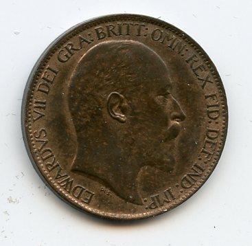 UK  Edward VII  Halfpenny Coin 1902