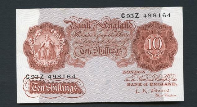 Bank of England Ten Shillings Note  November 1955