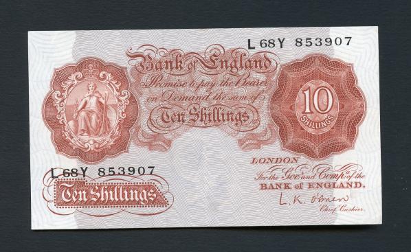 Bank of England Ten Shillings Note  November 1955