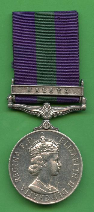 General Service Medal 1 Clasp Malaya; Driver E.J.Ward. Royal Signals