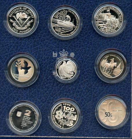 1945 - 1995 International  Silver Proof Coin Collection 50th Anniversary End of World War II
