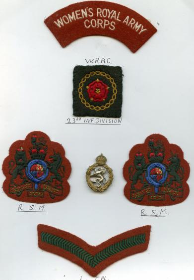 Collection Women's Royal Army Corps WRAC, Cloth & Metal Badges