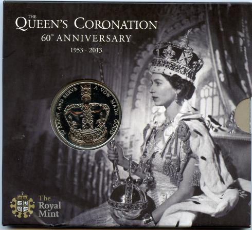 UK 2013  60th Anniversary of the Queen's Coronation £5  Five Pound Brilliant Uncirculated Coin