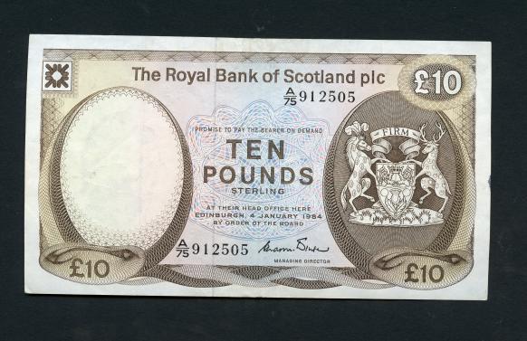 Royal Bank of Scotland £10 Ten Pounds Note Dated 4th January 1984