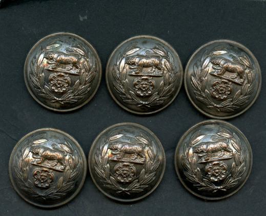 Set of  6 Hampshire Volunteers  Officers Buttons