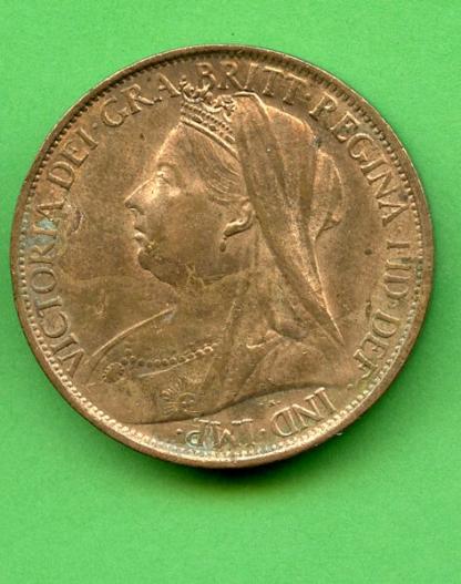 UK  1896 Queen Victoria One Penny Coin