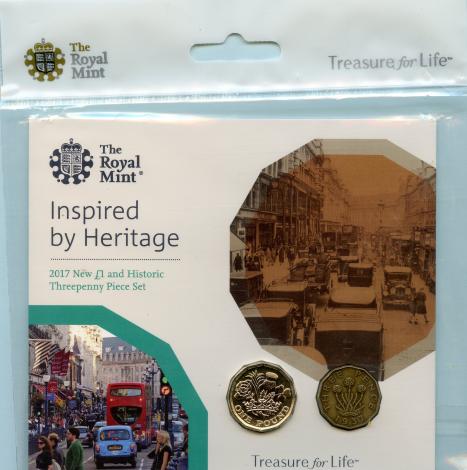 UK 2017  New £1 and Historic Threepenny Piece Set