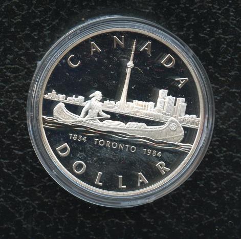 Canada 150th Anniversary of Toronto Silver  Proof Dollar 1984