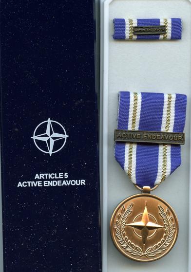 Nato Service Medal.  Bar  Active Endeavour ; Operations conducted by NATO in the Mediterranean Sea.