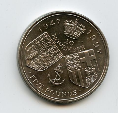 UK Royal Golden Wedding  Decimal £5 Coin  Dated 1997